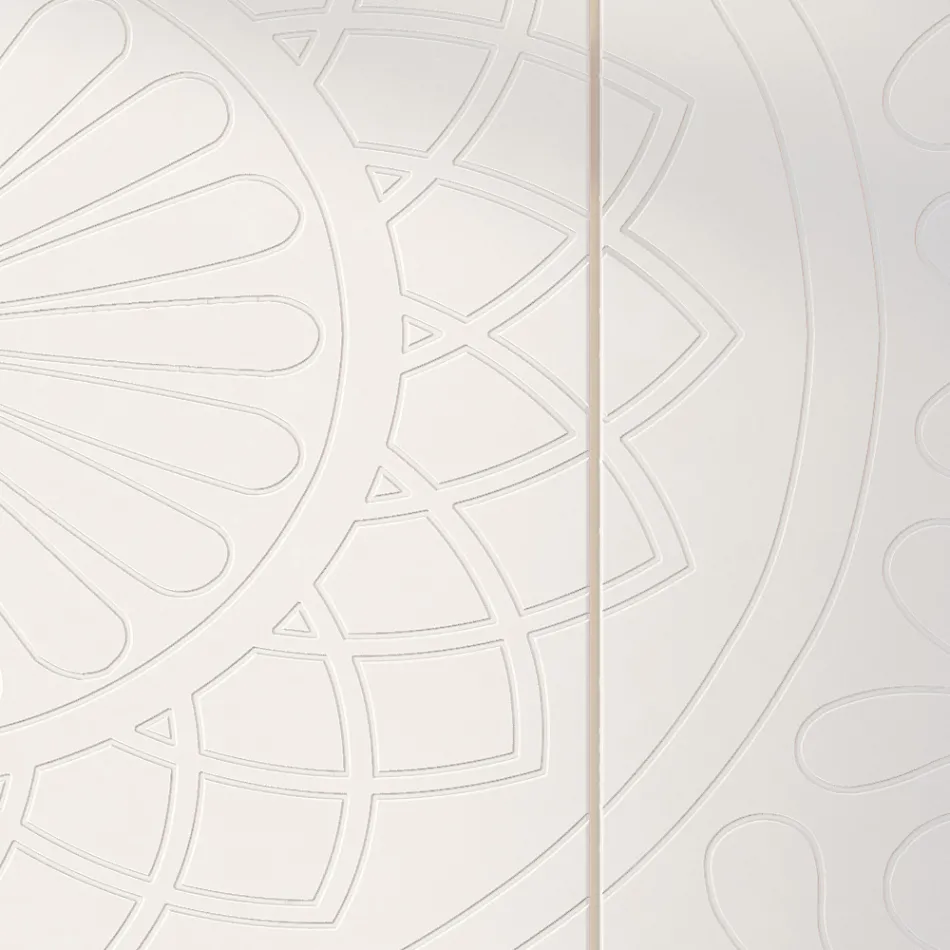 Woonkamer dressoir in wit Mdf met bas-reliëf Made in Italy - Stilea Viadurini