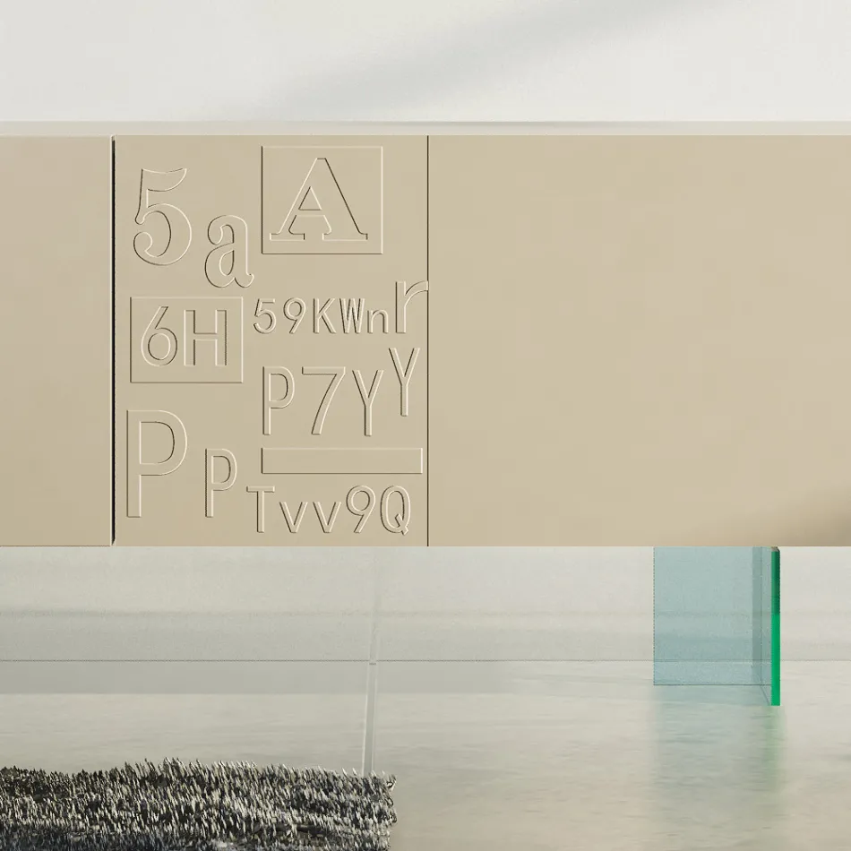 Woonkamer dressoir in mat gelakt Mdf en glas Made in Italy - Ninetta Viadurini