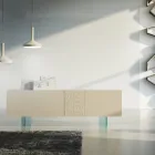 Woonkamer dressoir in mat gelakt Mdf en glas Made in Italy - Ninetta Viadurini