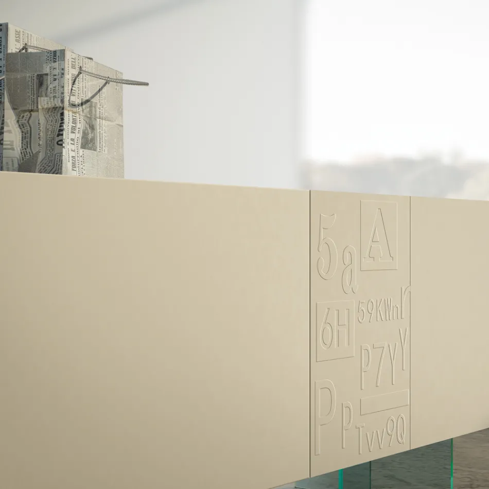 Woonkamer dressoir in mat gelakt Mdf en glas Made in Italy - Ninetta Viadurini