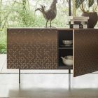 Metallic Moka gelakt woonkamerdressoir met 3D-decoratie Made in Italy - esdoorn Viadurini