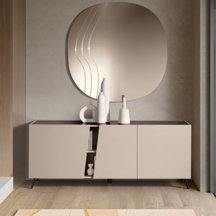 Vrijstaande dressoir met drie draaideuren, vervaardigd in Italiaans melamine - Calia Viadurini