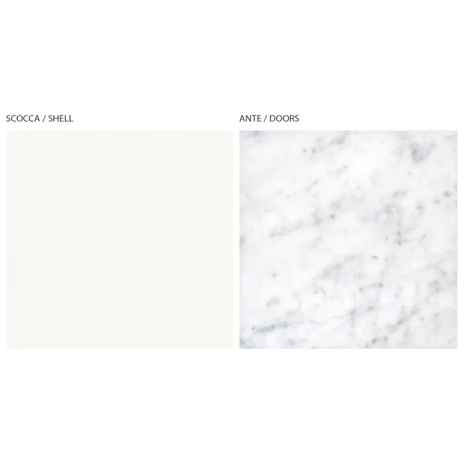Dressoir voor woongedeelte met 3 deuren in Carrara-marmerafwerking Made in Italy - Finn Viadurini