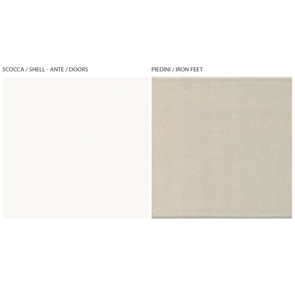 Dressoir voor woongedeelte met 4 deuren in wit en Canaletto-afwerking Made in Italy - Any Viadurini