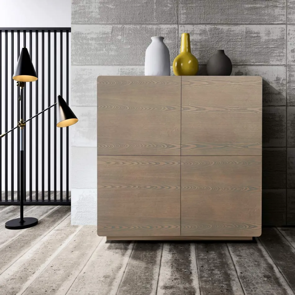 Dressoir woongedeelte met 4 deuren in cappuccino-afwerking Made in Italy - Eda Viadurini