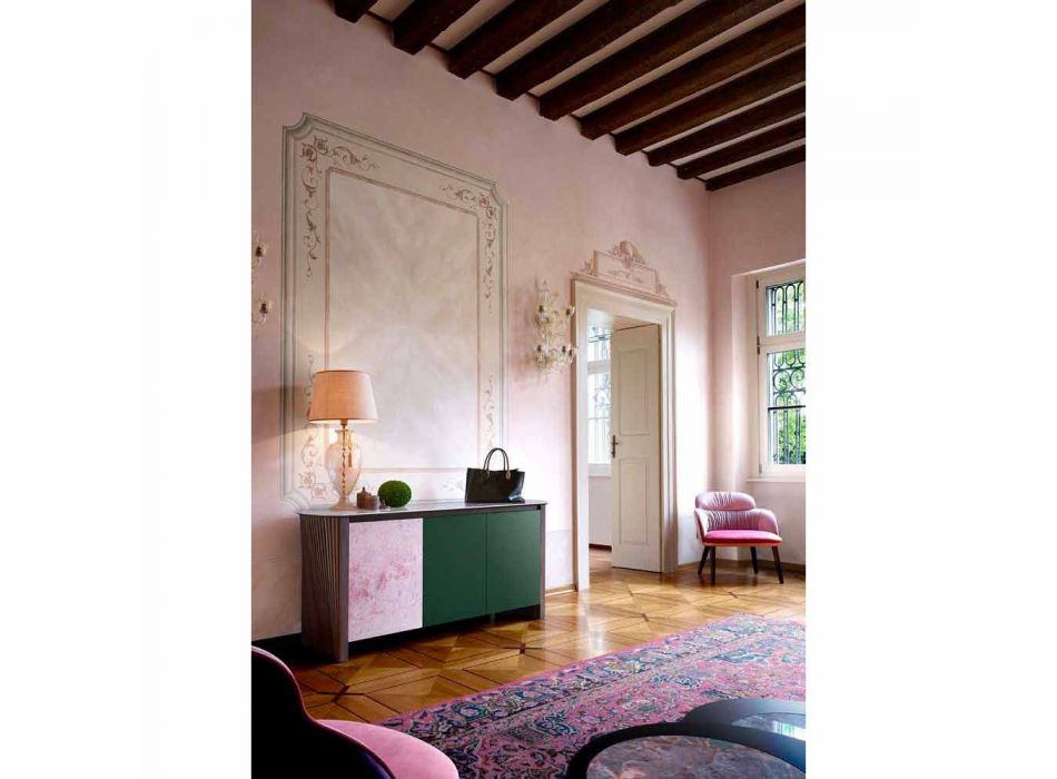 Design dressoir in Gres met structuur in hout en Mdf Made in Italy - Cunea Viadurini