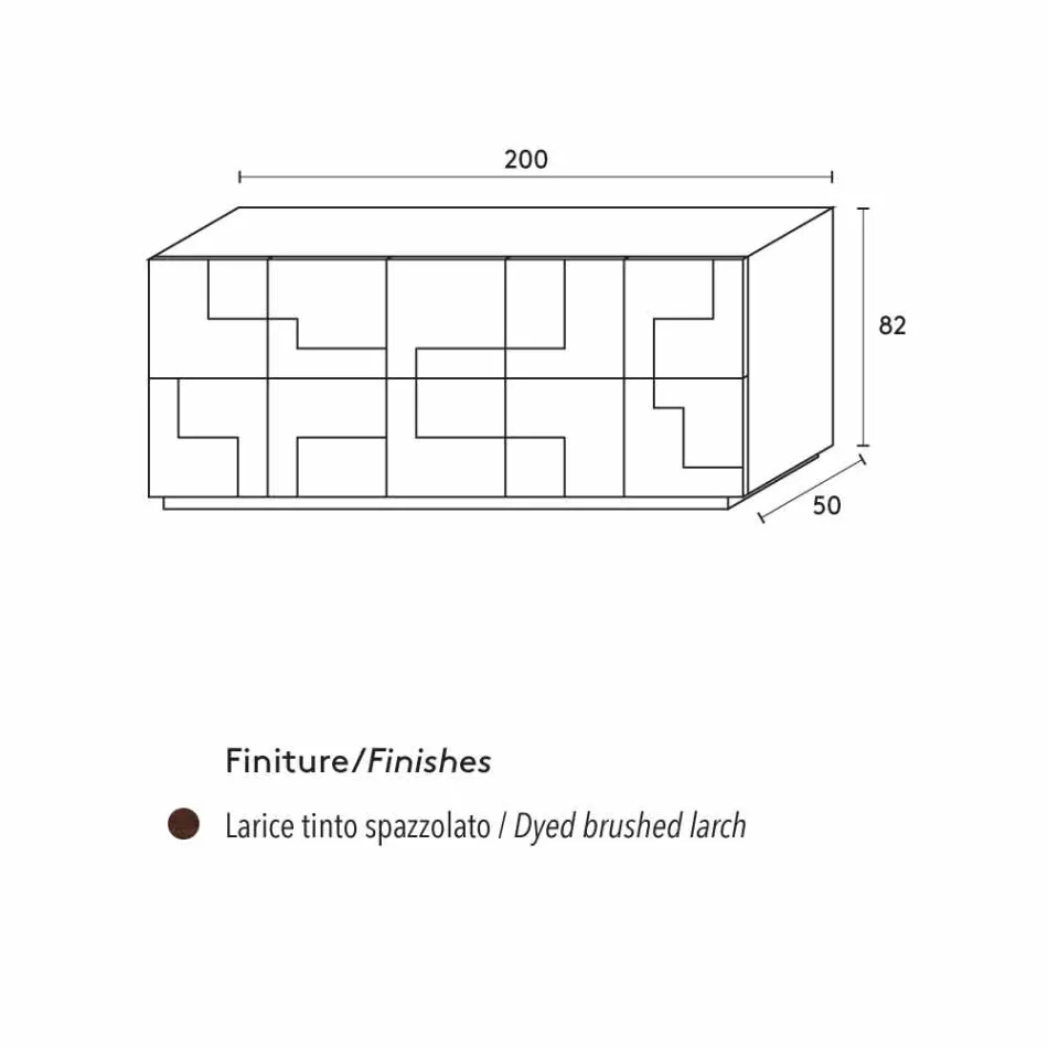 ontwerp dressoir hout geborsteld lariks thermisch behandeld Azalea Viadurini