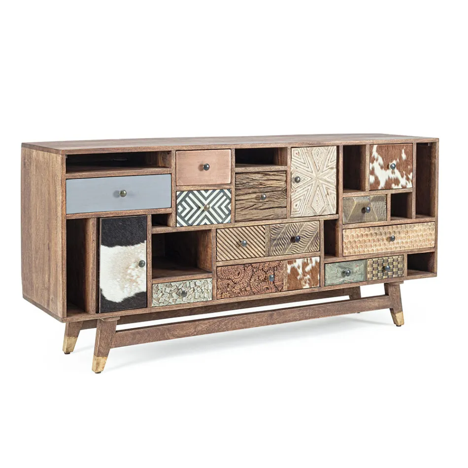 Etnisch dressoir van gerecycled mangohout en acacia Homemotion - Auriel Viadurini