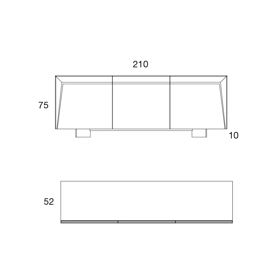 3-deurs houten dressoir met schuine rand en keramisch blad - Mondolfo Viadurini