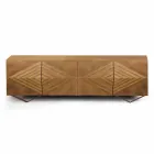 Houten dressoir met 2 of 4 deuren en kristallen planken Made in Italy - Gardena Viadurini