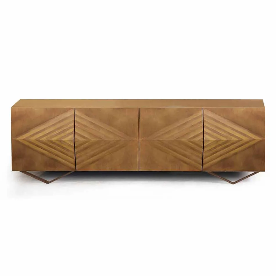 Houten dressoir met 2 of 4 deuren en kristallen planken Made in Italy - Gardena Viadurini