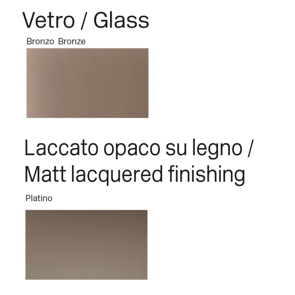 Gebogen dressoir van gelakt hout met deuren van bronskleurig glas, gemaakt in Italië - Lyra Viadurini
