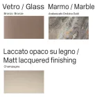 Gebogen dressoir van gelakt hout met deuren van bronskleurig glas, gemaakt in Italië - Lyra Viadurini
