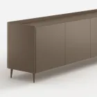Exclusief ontworpen, platina gelakte, gebogen houten dressoir, gemaakt in Italië - Lyra Viadurini