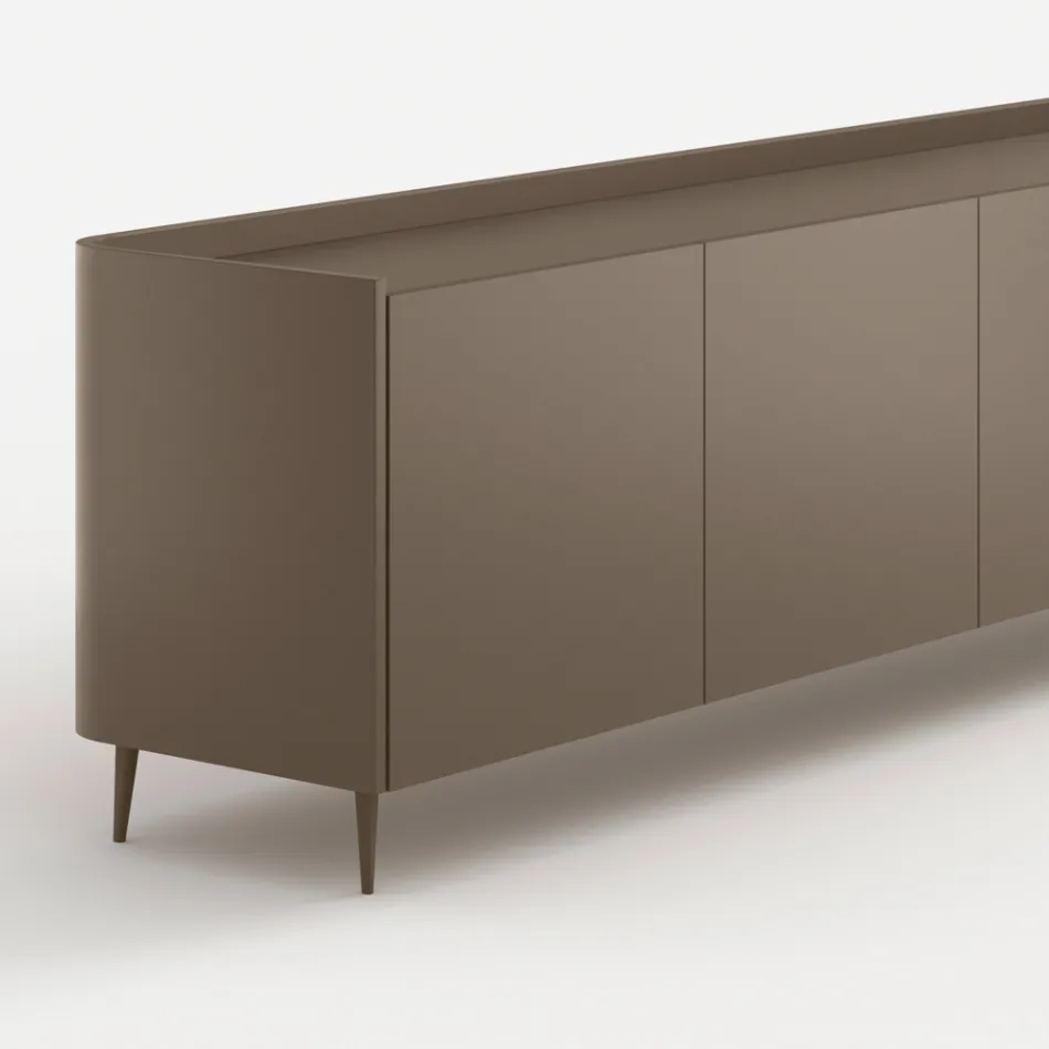 Exclusief ontworpen, platina gelakte, gebogen houten dressoir, gemaakt in Italië - Lyra Viadurini