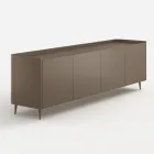 Exclusief ontworpen, platina gelakte, gebogen houten dressoir, gemaakt in Italië - Lyra Viadurini
