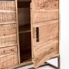 Dressoir in acaciahout en staal 2 deuren en 3 laden Homemotion - Aimune Viadurini