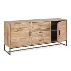Dressoir in acaciahout en staal 2 deuren en 3 laden Homemotion - Aimune Viadurini