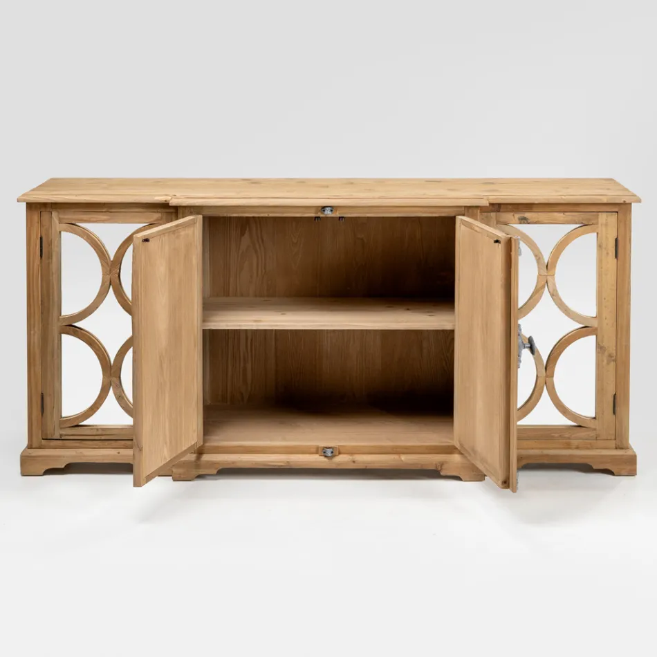 Dressoir van verouderd natuurlijk grenenhout met spiegeldeuren - Agnone Viadurini