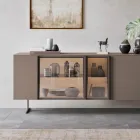 Dressoir in ecologisch hout, glas en metaal voor luxe 4-deurs woonkamer - Bruno Viadurini