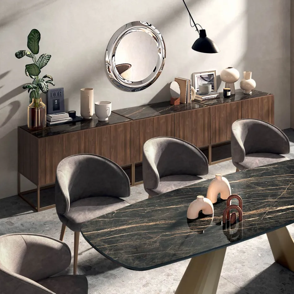 Dressoir van Canaletto walnootfineer Made in Italy - Salerno Viadurini