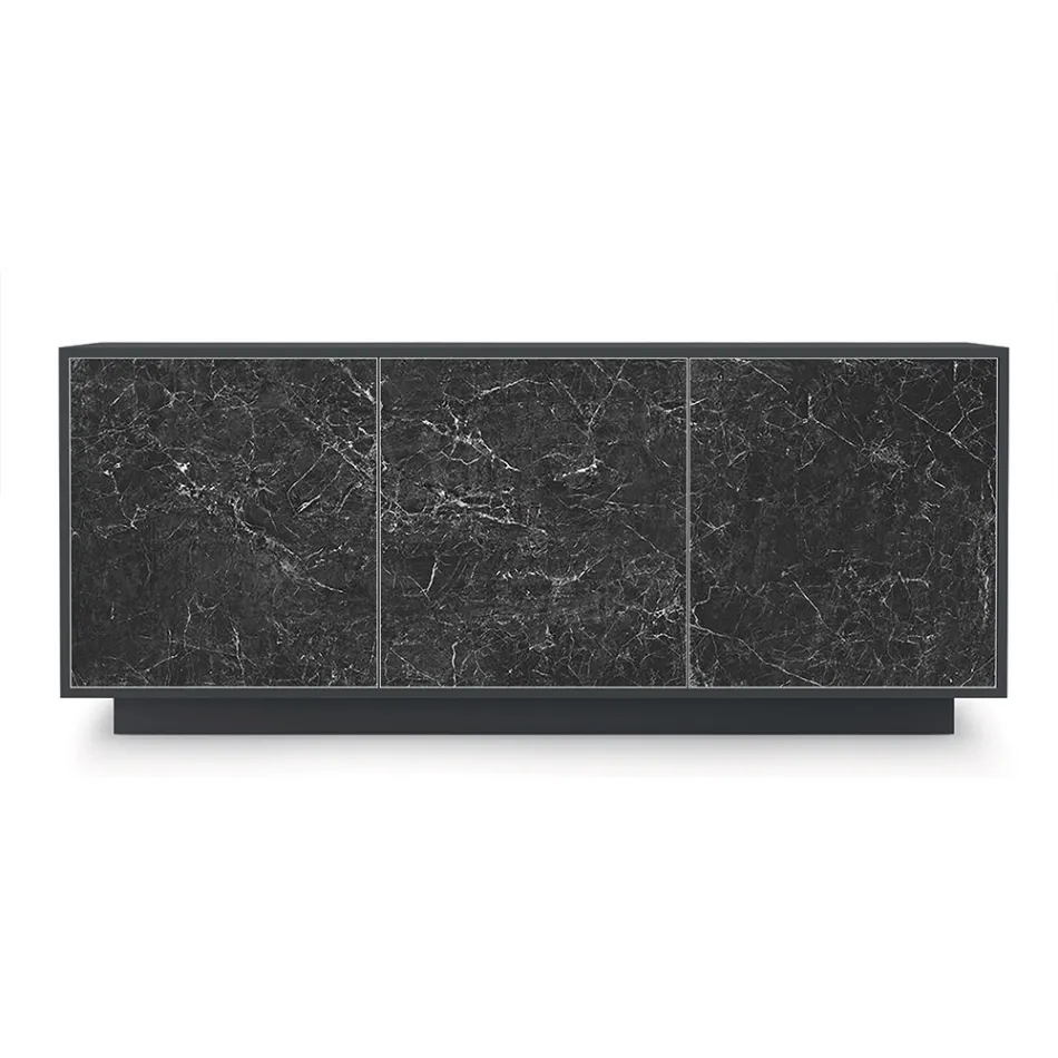 Dressoir van gelakt hout met 2 of 3 keramische deuren Made in Italy - Fiorenza Viadurini