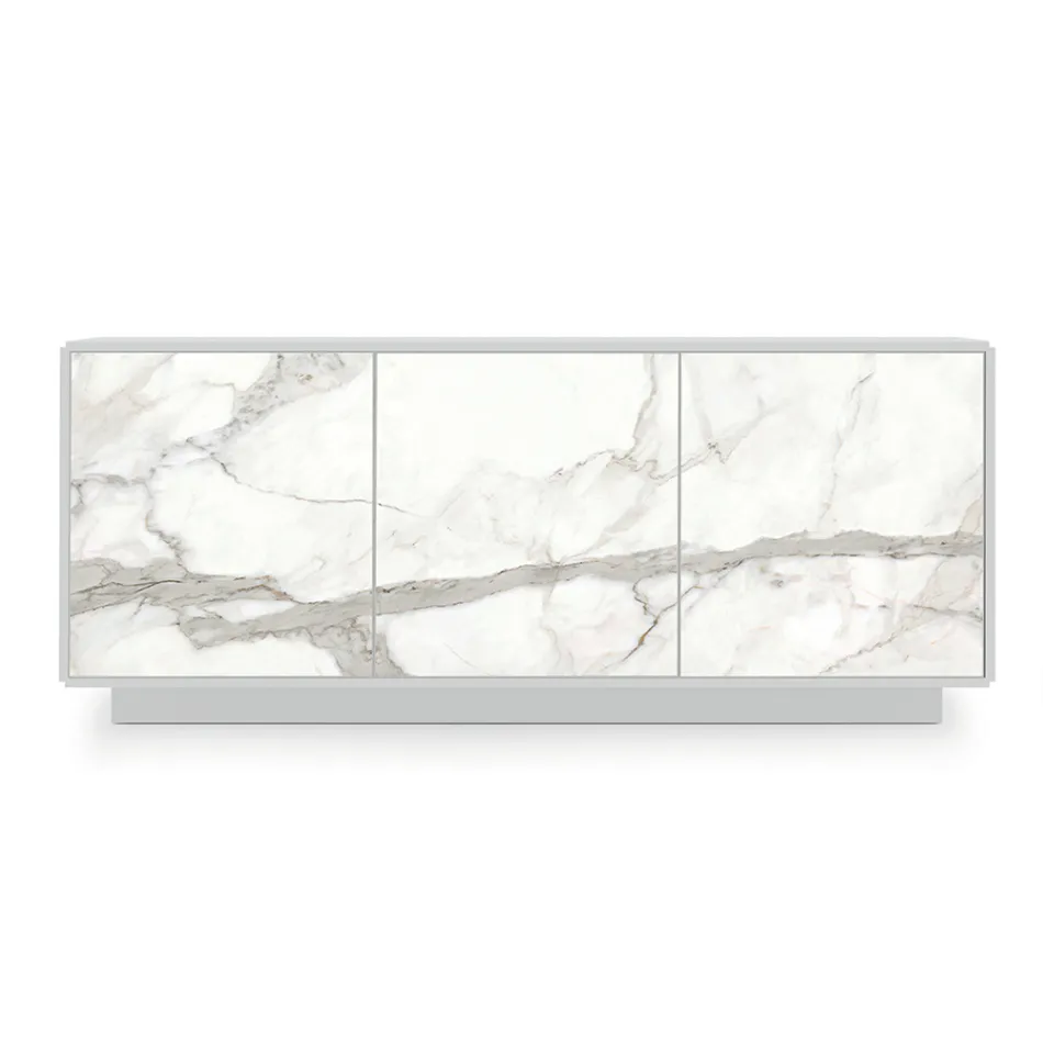 Dressoir van gelakt hout met 2 of 3 keramische deuren Made in Italy - Fiorenza Viadurini