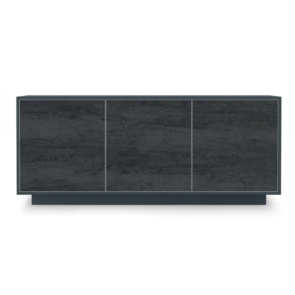 Dressoir van gelakt hout met 2 of 3 keramische deuren Made in Italy - Fiorenza Viadurini