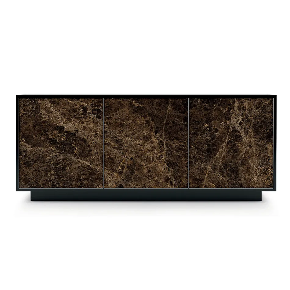 Dressoir van gelakt hout met 2 of 3 keramische deuren Made in Italy - Fiorenza Viadurini