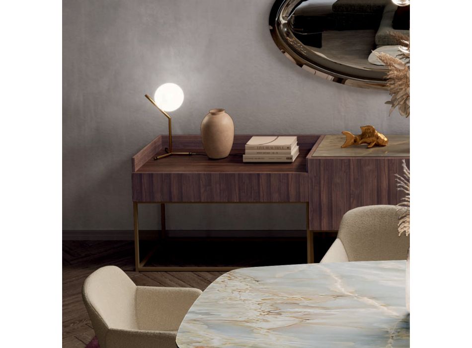 Dressoir in sparrenhouten meubelplaat met Canaletto walnootfineer - Salerno Viadurini