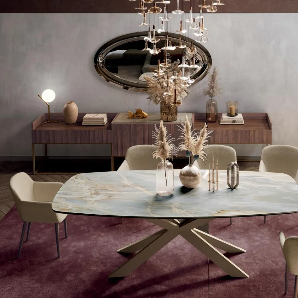 Dressoir in sparrenhouten meubelplaat met Canaletto walnootfineer - Salerno Viadurini