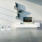 Dressoir in wit Mdf met glazen kast en plintvoet Gemaakt in Italië - Kisha Viadurini