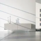 Dressoir in lichtgrijs Mdf met glazen voetjes Made in Italy - Germena Viadurini