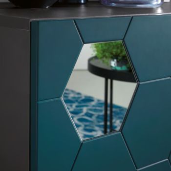 2-deurs melamine dressoir met glazen inzetstukken Made in Italy - Moena