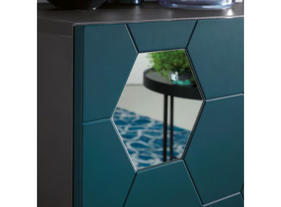 2-deurs melamine dressoir met glazen inzetstukken Made in Italy - Moena Viadurini