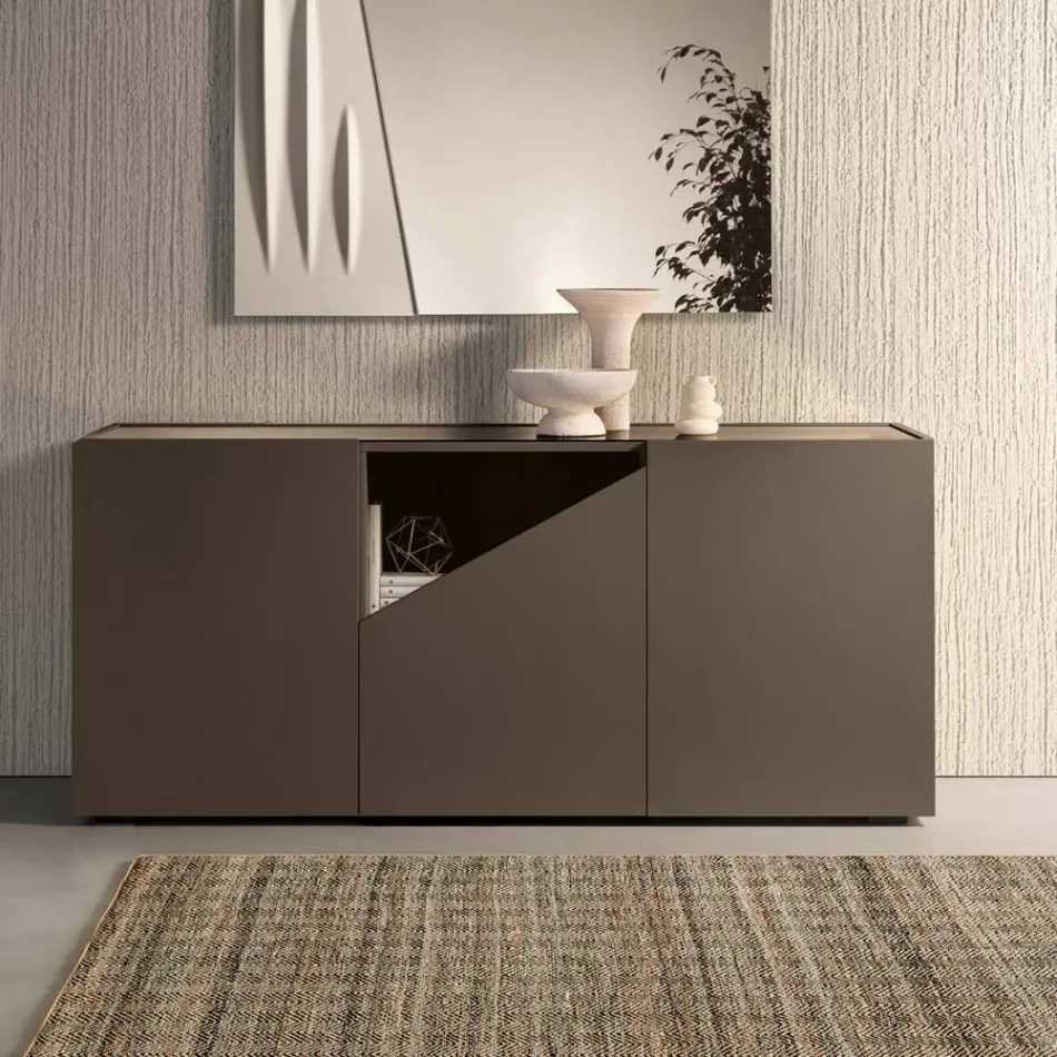 Vrijstaande dressoir van melamine met diagonale snede, gemaakt in Italië - Seta Viadurini