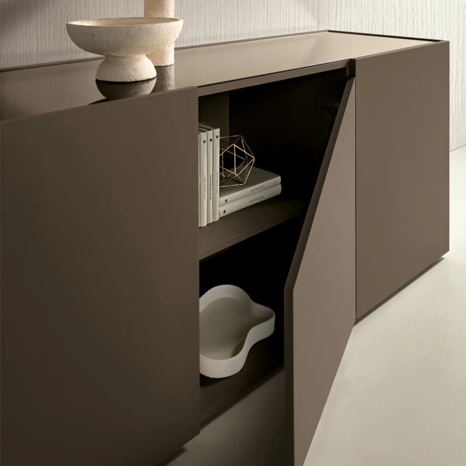 Vrijstaande dressoir van melamine met diagonale snede, gemaakt in Italië - Seta Viadurini