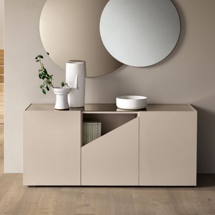 Vrijstaande dressoir van melamine met diagonale snede, gemaakt in Italië - Seta Viadurini