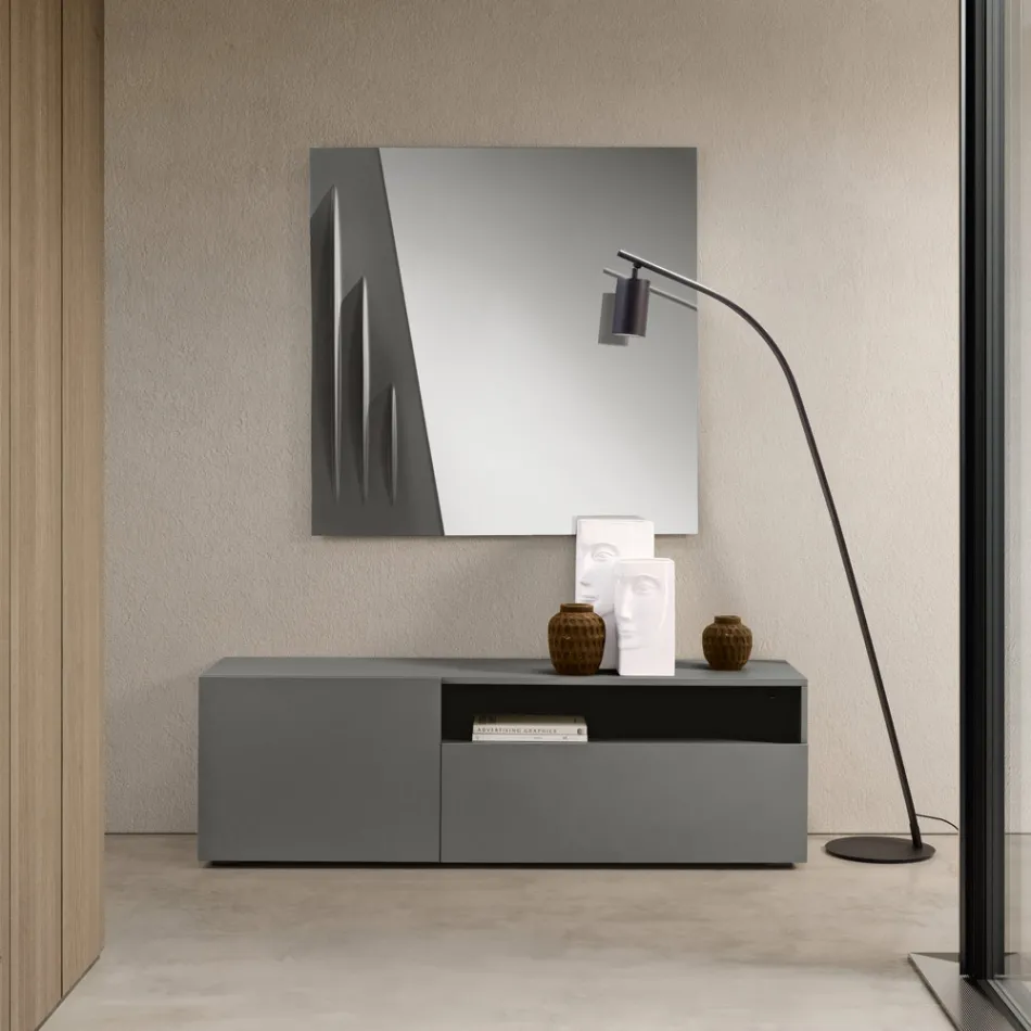 Miral vrijstaand dressoir van melamine met een strak design, gemaakt in Italië. Viadurini