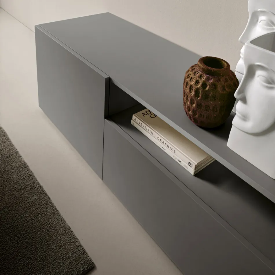 Miral vrijstaand dressoir van melamine met een strak design, gemaakt in Italië. Viadurini