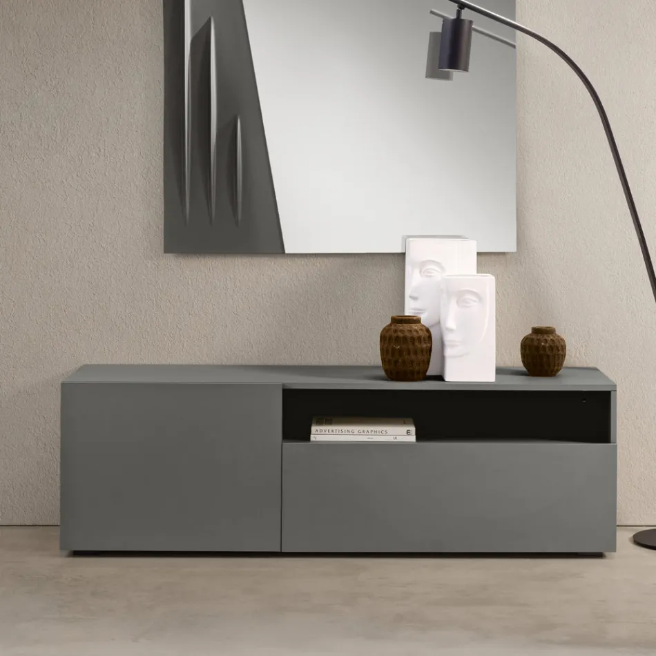 Miral vrijstaand dressoir van melamine met een strak design, gemaakt in Italië. Viadurini