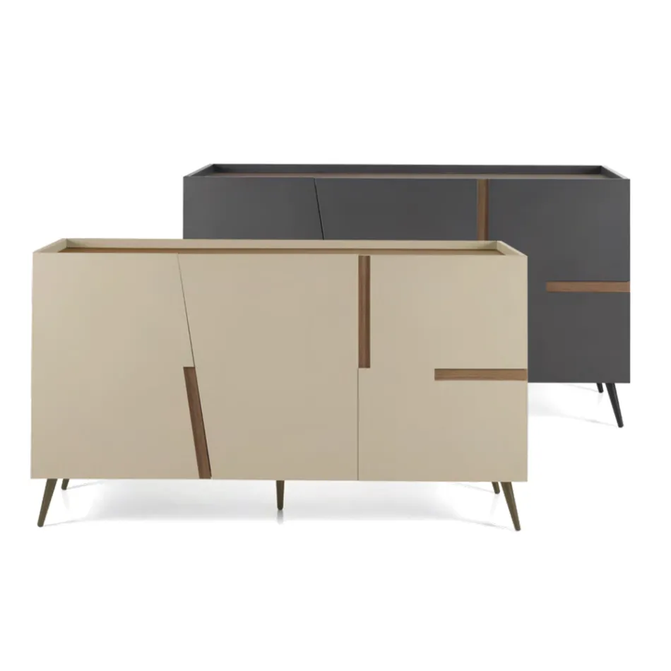 Madia in melamine en Mdf met laminaat inzetstukken Made in Italy - Gordita Viadurini