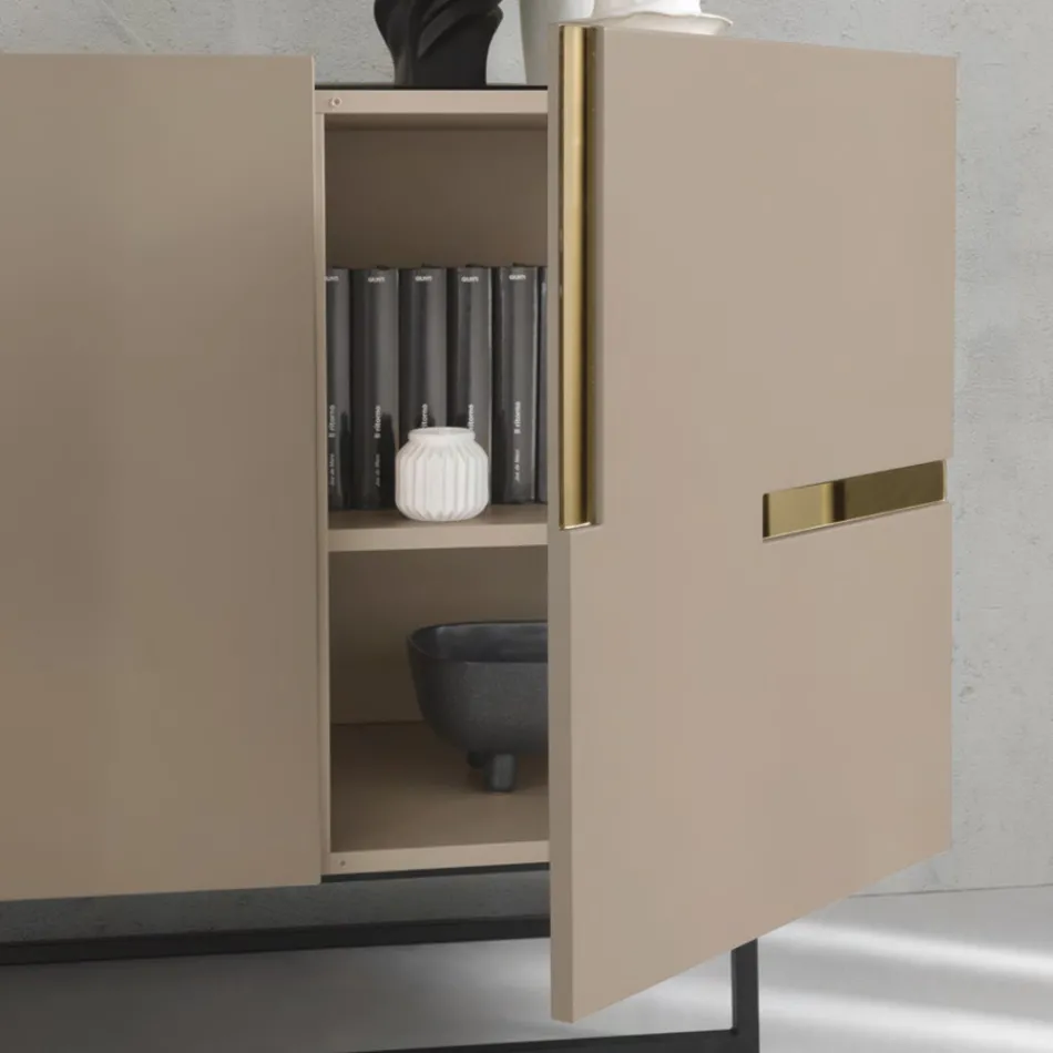 Madia in melamine en Mdf met laminaat inzetstukken Made in Italy - Gordita Viadurini