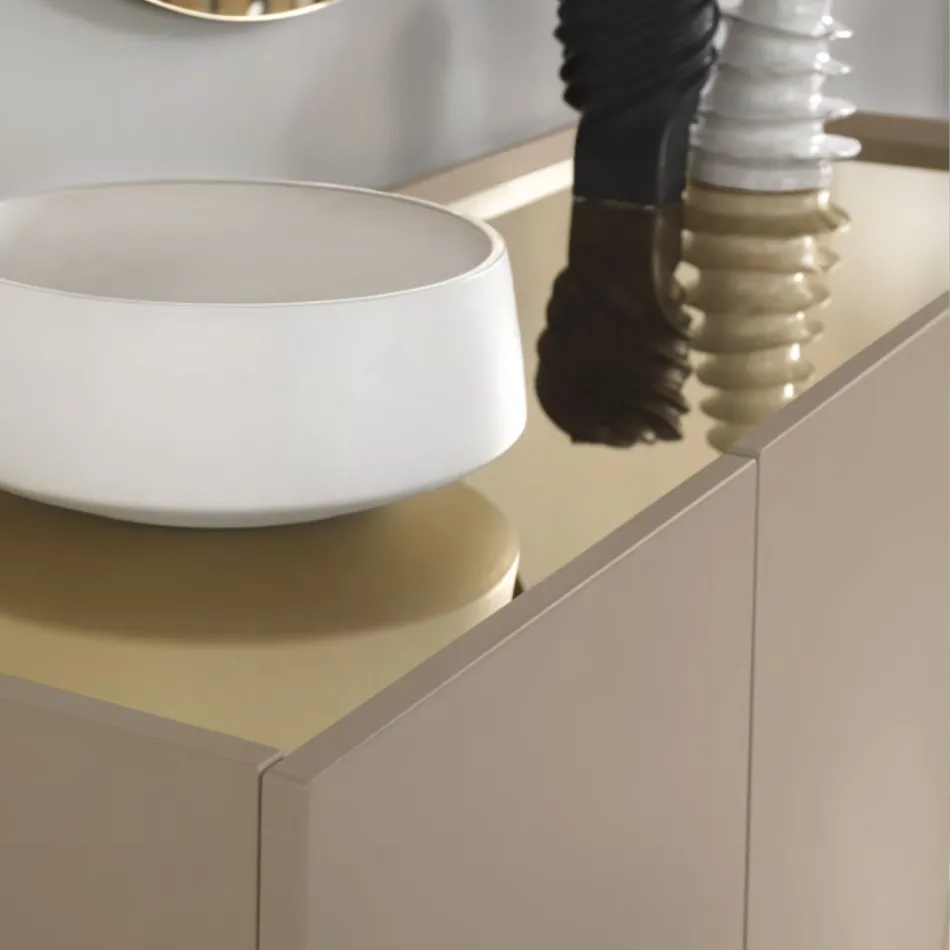 Madia in melamine en Mdf met laminaat inzetstukken Made in Italy - Gordita Viadurini