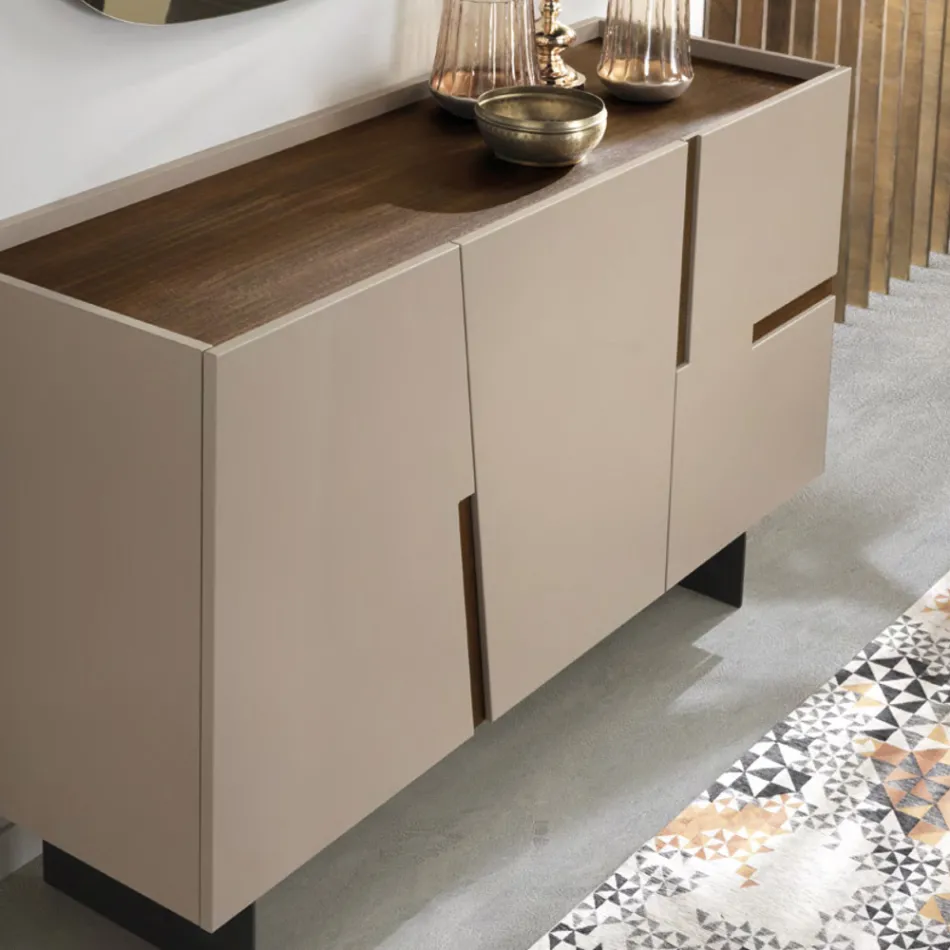 Madia in melamine en Mdf met laminaat inzetstukken Made in Italy - Gordita Viadurini