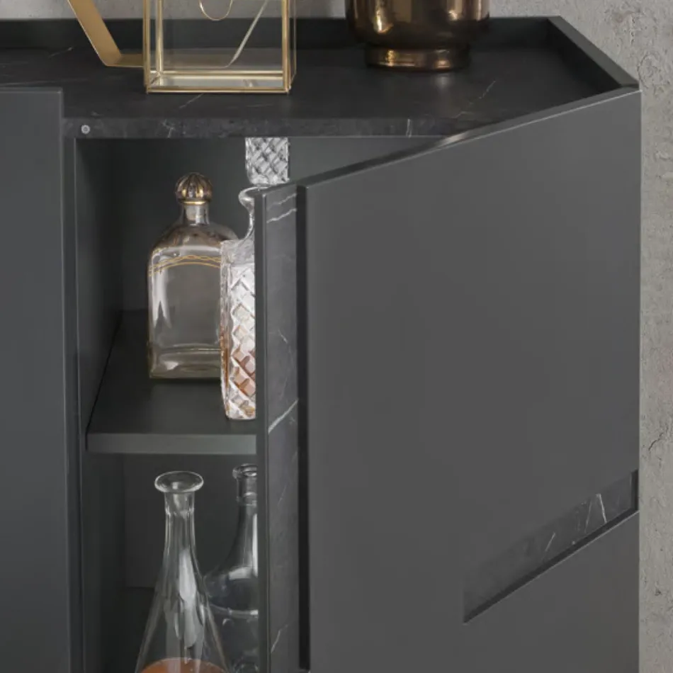 Madia in melamine en Mdf met laminaat inzetstukken Made in Italy - Gordita Viadurini