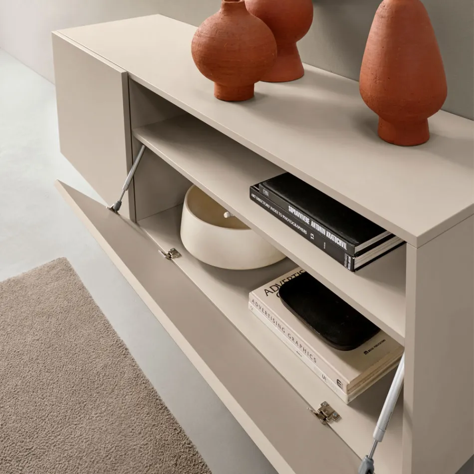 Miral hangend dressoir van melamine in twee kleuren, gemaakt in Italië. Viadurini