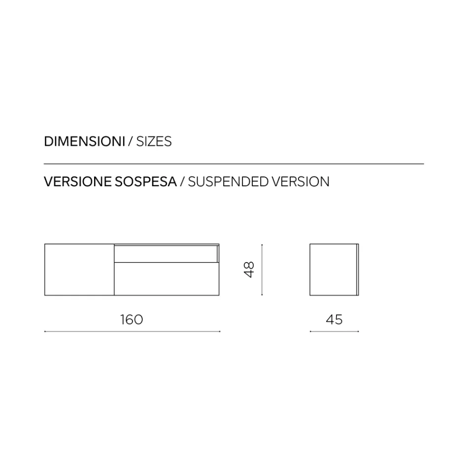 Miral hangend dressoir van melamine in twee kleuren, gemaakt in Italië. Viadurini