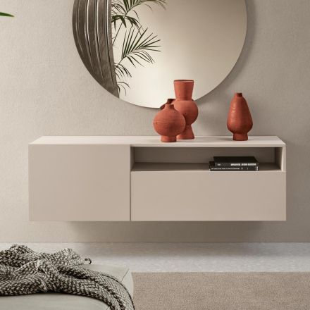 Miral hangend dressoir van melamine in twee kleuren, gemaakt in Italië. Viadurini
