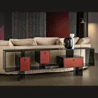 Glazen dressoir met drie lades, elegant ontwerp, gemaakt in Italië - Senera Viadurini
